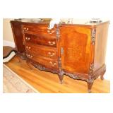 FRENCH STYLE SIDE BOARD WITH MARQUETRY INLAY ON