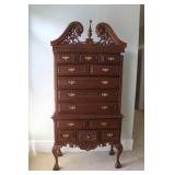 CHIPPENDALE STYLE HIGH BOY CHEST WITH CARVED