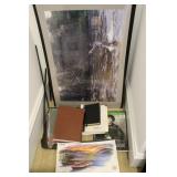 GROUPING: ART SUPPLIES, PILLOWS, ETC.