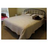 KING SIZE WROUGHT IRON BED WITH BEDDING STEARNS &