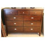 MAHOGANY 9 DRAWER DRESSER - 56" X 21" X 42"