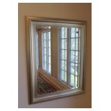 DECORATIVE SILVER FRAMED MIRROR - 39" X 50"