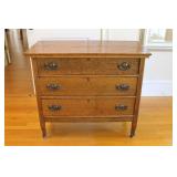 ANTIQUE OAK DRESSER - 3 DRAWERS - 38" X 19" X 34"