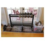 GROUPING: DUMBELL RACK WITH DUMBELLS, BARBELL,