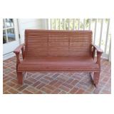 SLAT WOOD PORCH DOUBLE ROCKING CHAIR