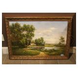FARM SCENE - OIL ON CANVASE - ARTIST SIGNED -