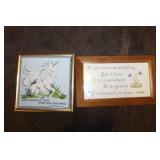 2 CROSS STITCH WORKS - UNICORN AND ADDAGE
