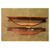 2 WOODEN WALL SHELVES