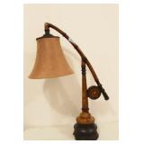 BAMBOO STYLE FLY REEL LOOK LAMP WITH SHADE