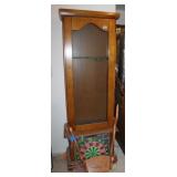 MAPLE GUN CABINET, DART BOARD AND BOW RACK (NEEDS