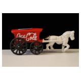 CAST IRON COCA-COLA HORSE AND WAGON