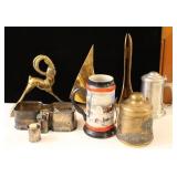 GROUPING: TANKARDS, BRASS ITEMS, ETC.