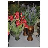 3 VASES WITH ARTIFICIAL ARRANGEMENTS