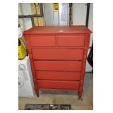 ANTIQUE PAINTED 6 DRAWER CHEST - NO DRAWER PULLS