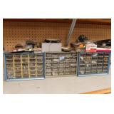 THREE UTILITY STORAGE BINS WITH SCREWS ETC