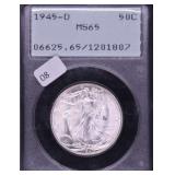 1945 D PCGS MS65 WALKING HALF DOLLAR