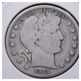 1911 D BARBER HALF DOLLAR G
