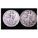 TWO WALKING HALF DOLLARS