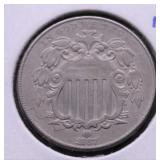1867 SHIELD NICKEL XF