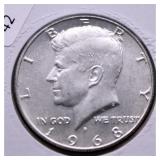 1968 D KENNEDY HALF DOLLAR GEM BU