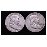 TWO FRANKLIN HALF DOLLARS