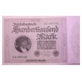 1923 CH AU 100000 MARK NOTE GERMANY