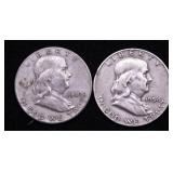 TWO FRANKLIN HALF DOLLARS