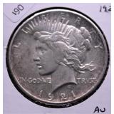1921 PEACE DOLLAR AU DETAILS RARE DATE