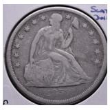 1859 O SEATED DOLLAR VF