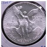 1983 MEXICO SILVER ONZA 1 OZ .999 SILVER