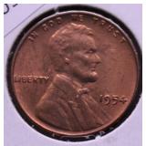 GEM RED 1954 LINCOLN CENT