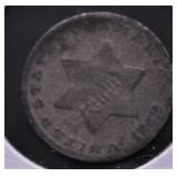 1852 3 CENT SILVER VG