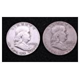 TWO FRANKLIN HALF DOLLARS