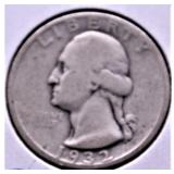 1932 D WASHINGTON QUARTER VF RARE DATE