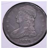 1839 BUST HALF DOLLAR XF