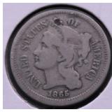 1865 3 CENT PIECE VG DETAILS