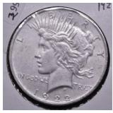 1922 PEACE DOLLAR XF