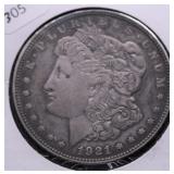 1921 D MORGAN DOLLAR XF