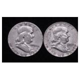 TWO FRANKLIN HALF DOLLARS