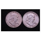 TWO FRANKLIN HALF DOLLARS