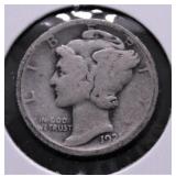 1921 D MERCURY DIME VG RARE DATE