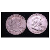 TWO FRANKLIN HALF DOLLARS