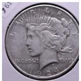 1924 PEACE DOLLAR XF