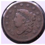 1833 LARGE CENT VF