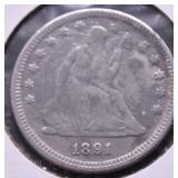 1891 SEATED QUARTER VF DETAILS