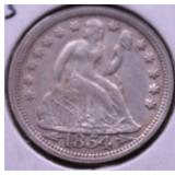 1854 SEATED DIME AU P Q RARE