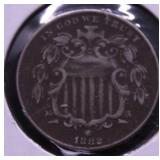 1882 SHIELD NICKEL VG