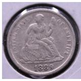 1889 SEATED DIME VF