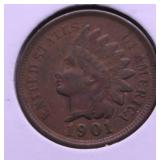 1901 INDIAN HEAD CENT AU