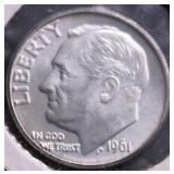1961 D GEM BU ROOSEVELT DIME